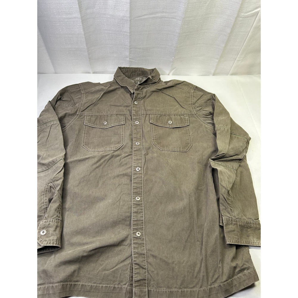 KUHL Men's Olive Green Military shirt Jacket Cotton Nylon Medium Medium